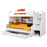 ETAGENBETT HARRY 260x129 cm – Stockbett für 2 Personen mit Treppe, Stauraum und 2 Matratzen - Weiß, Holz (120/200cm) - Wohnideebilder