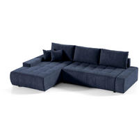 ECKSCHLAFSOFA Draco L Dunkelblau - Silberfarben/Dunkelblau, Textil/Metall (267/186cm) - Beautysofa