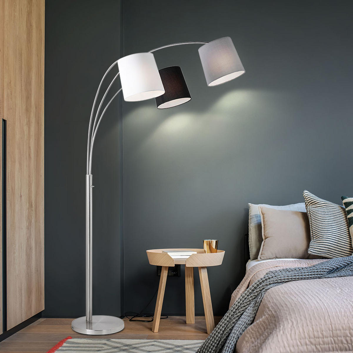 LED STEHLEUCHTE Metall Textil Silber - Silberfarben, Textil (100/70/190cm)