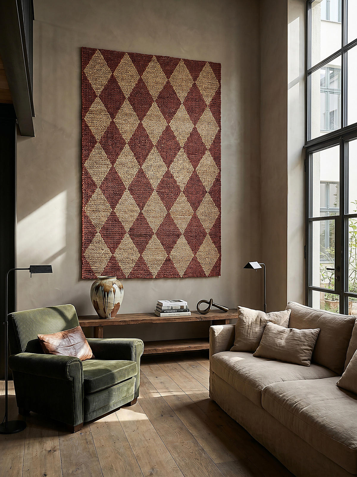 JUTETEPPICH BAIN, mit Rautenmuster, Terrakotta, 120 x 170 cm - Rot, Textil (120/170cm) - KADIMA DESIGN