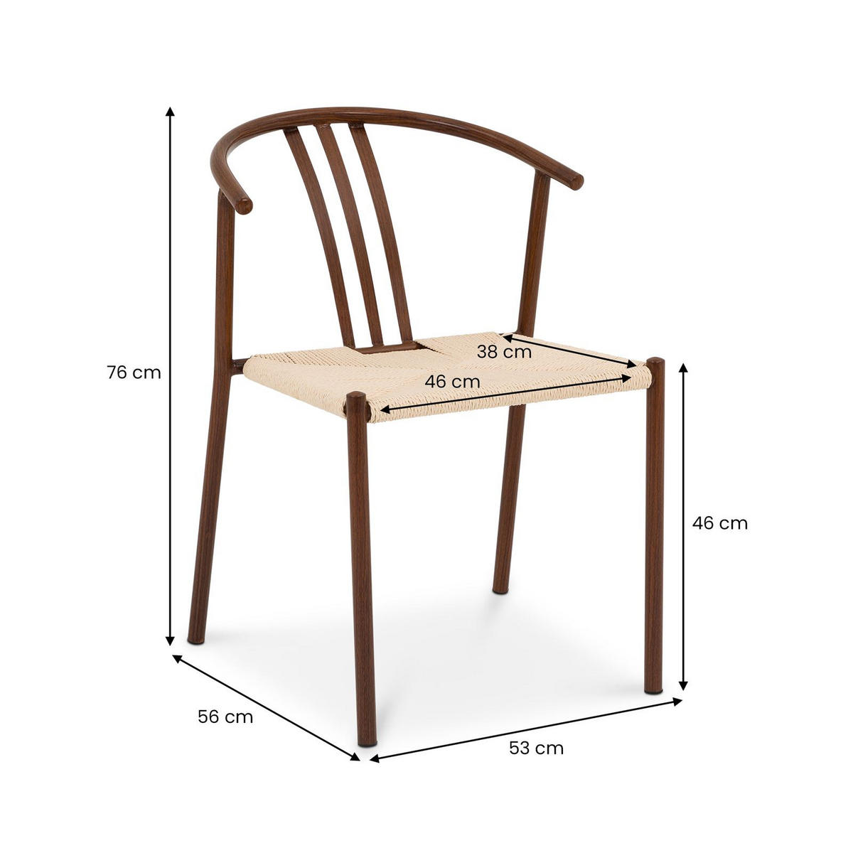 ESSZIMMERSTÜHLE AVA 2er-Set dunkelbraun - Dunkelbraun, Textil/Metall (52/75/56cm) - IDIMEX