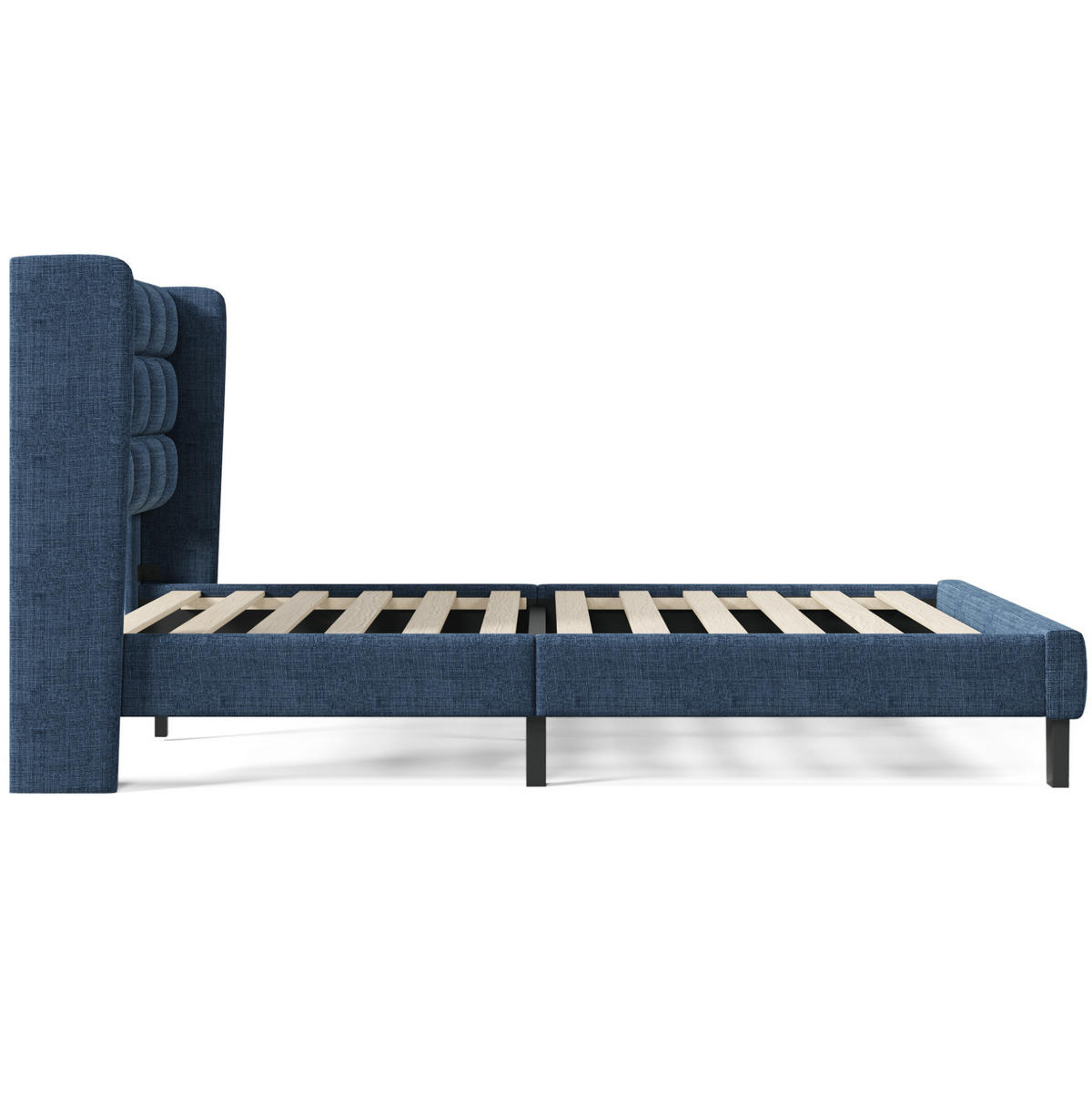 POLSTERBETT 140/200 cm Blau aus Leinen mit Lattenrost - Blau, Textil (140/200cm) - OKMYHOME