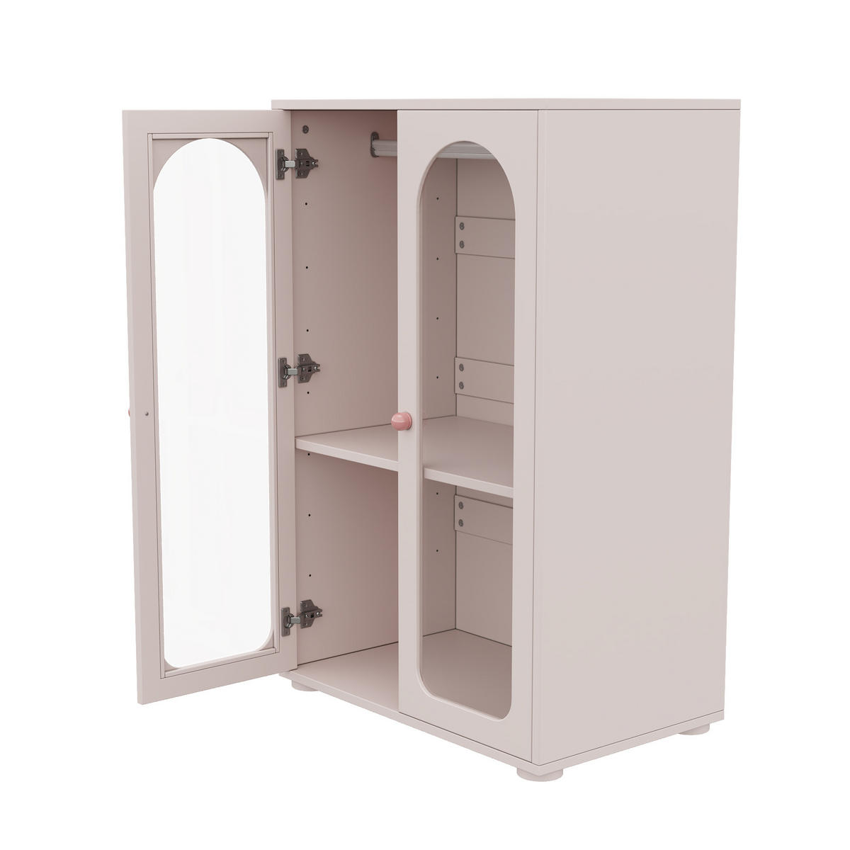 GARDEROBENSCHRANK mit Acryl Türen und Kleiderstange mit Verstellbaren Böden für Kinderzimmer Babyrosa 2er Set - Rosa, Holzwerkstoff/Metall (160/120/50cm) - EVRYAE