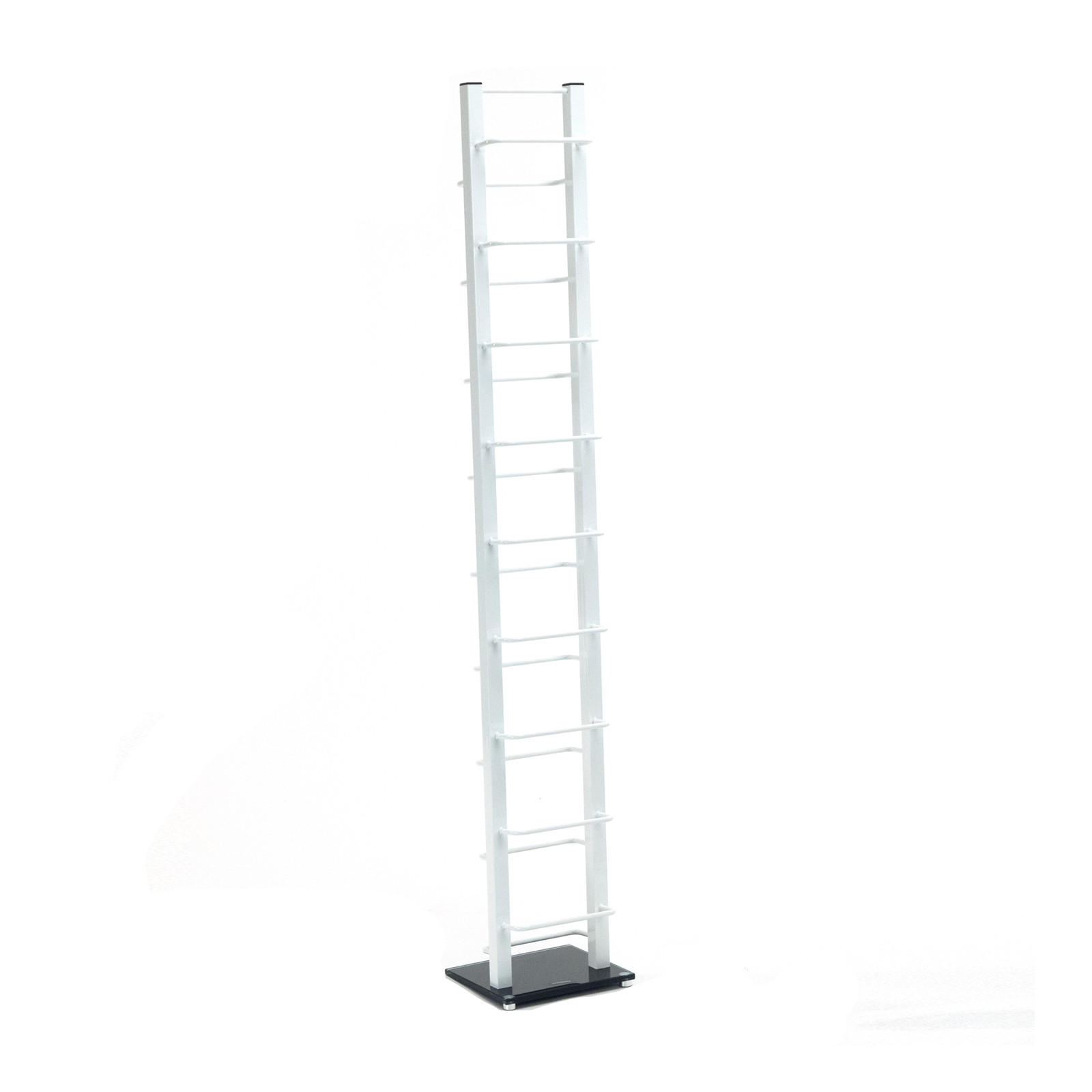 CD-STÄNDER Tower Metall mit Glasfuß, für 126 CDs weiß - Weiß, Kunststoff (20/138/12cm) - DESIGN DELIGHTS