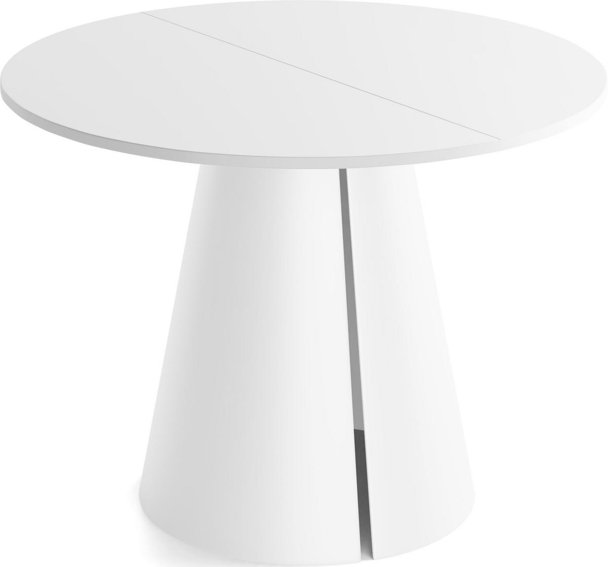 ESSTISCH Lamio runder ausziehbarer, Weiß 120-200/120/76 cm - Weiß, Holzwerkstoff/Metall (120/120/76cm) - WFL GROUP