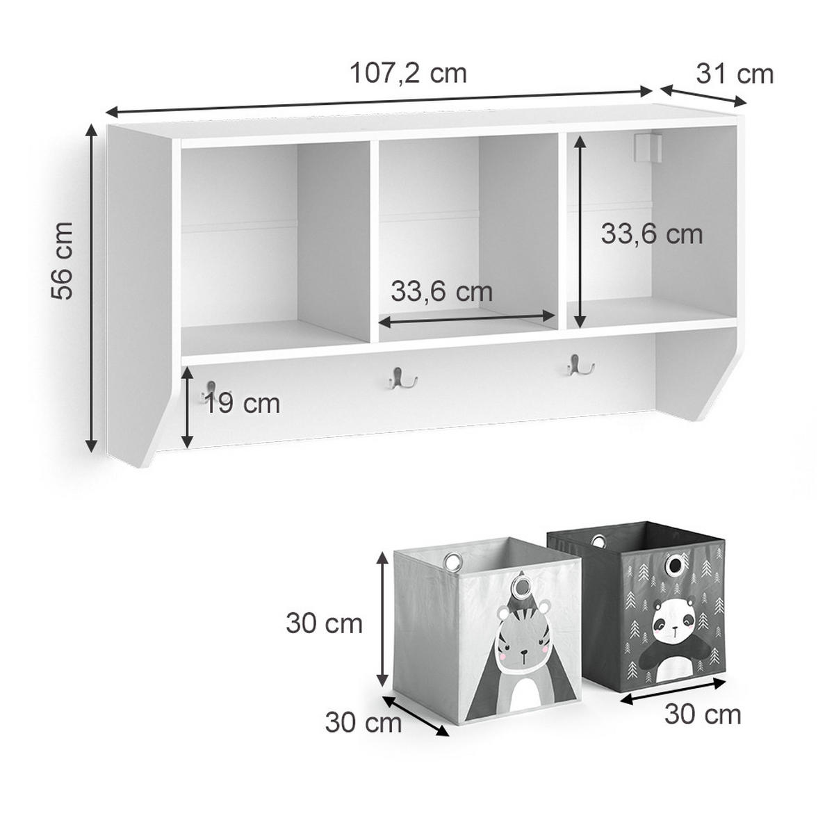 POLICE NA DĚTSKÝ POKOJ Luigi Bílá - bílá, kompozitní dřevo (31/56/107.2cm) - Vicco