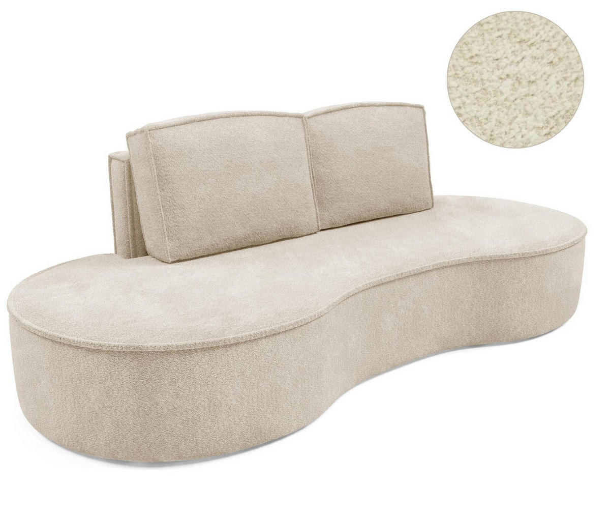 SOFA Flow Beige, mit Kissen in Abriamo Stoff - Beige, Holzwerkstoff (234/88/101cm) - Bettso