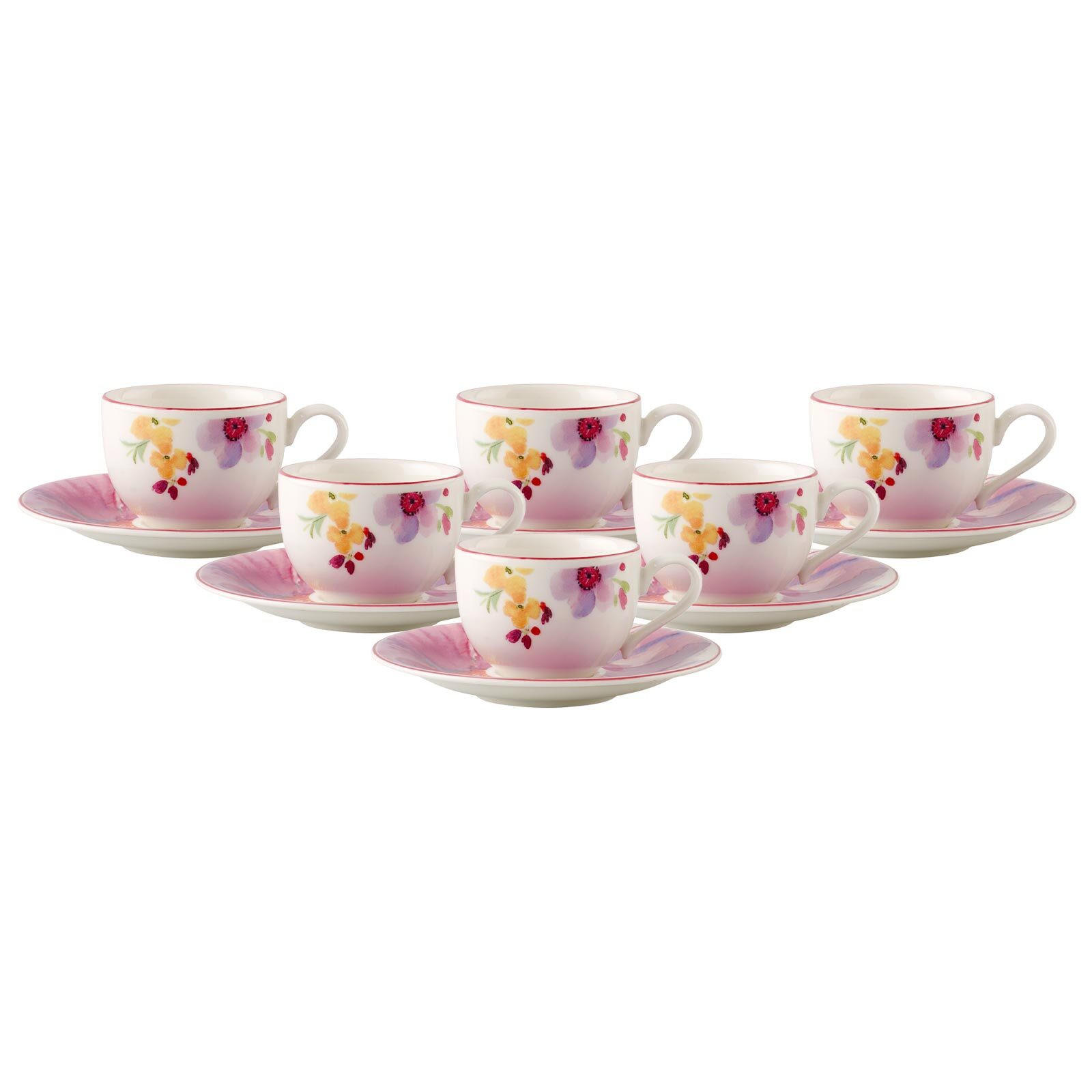 ESPRESSOTASSEN MIT UNTERTASSEN Mariefleur Basic bunt 80 ml 6er Set - Multicolor, Keramik (1/1/1cm) - Villeroy & Boch