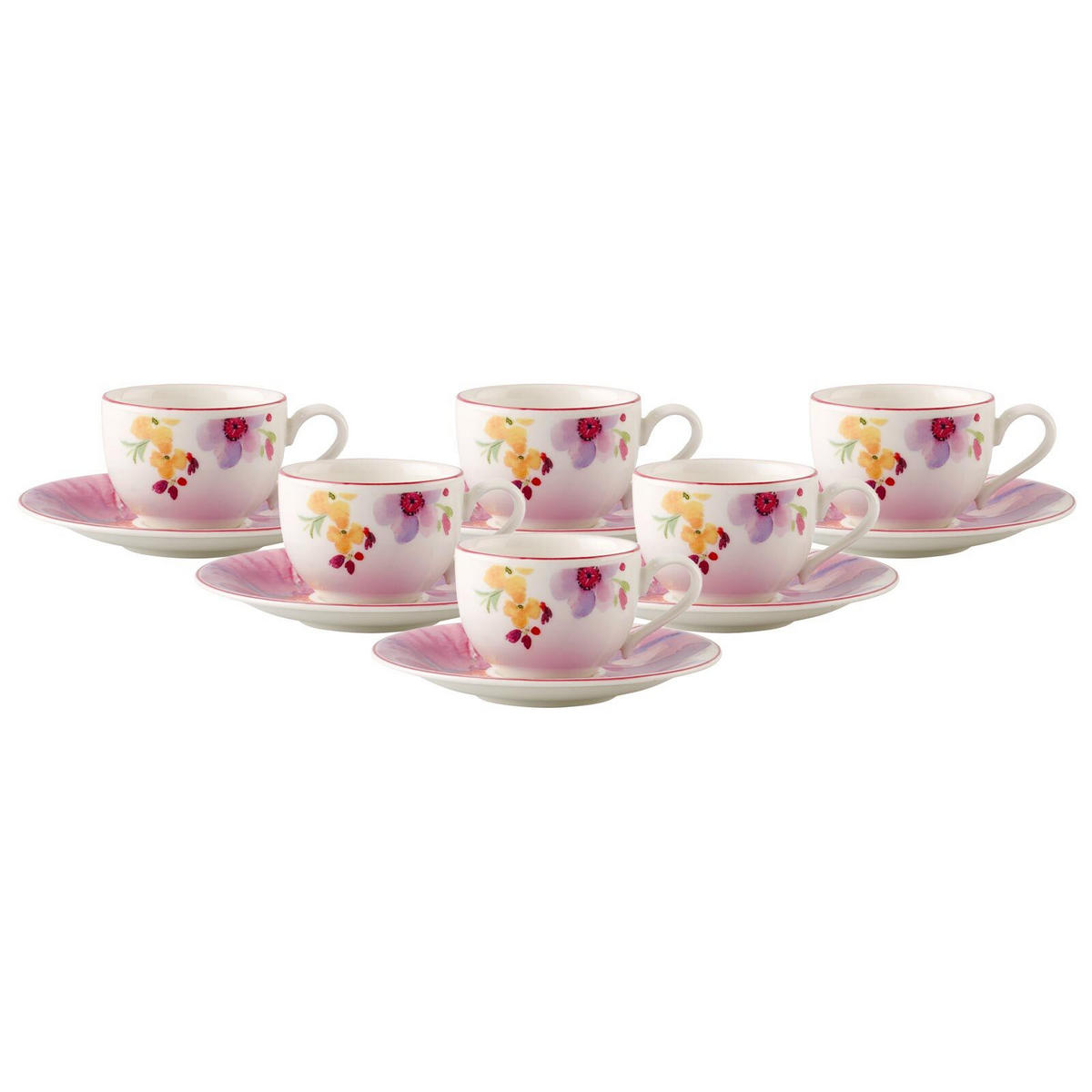 ESPRESSOTASSEN MIT UNTERTASSEN Mariefleur Basic bunt 80 ml 6er Set - Multicolor, Keramik (1/1/1cm) - Villeroy & Boch