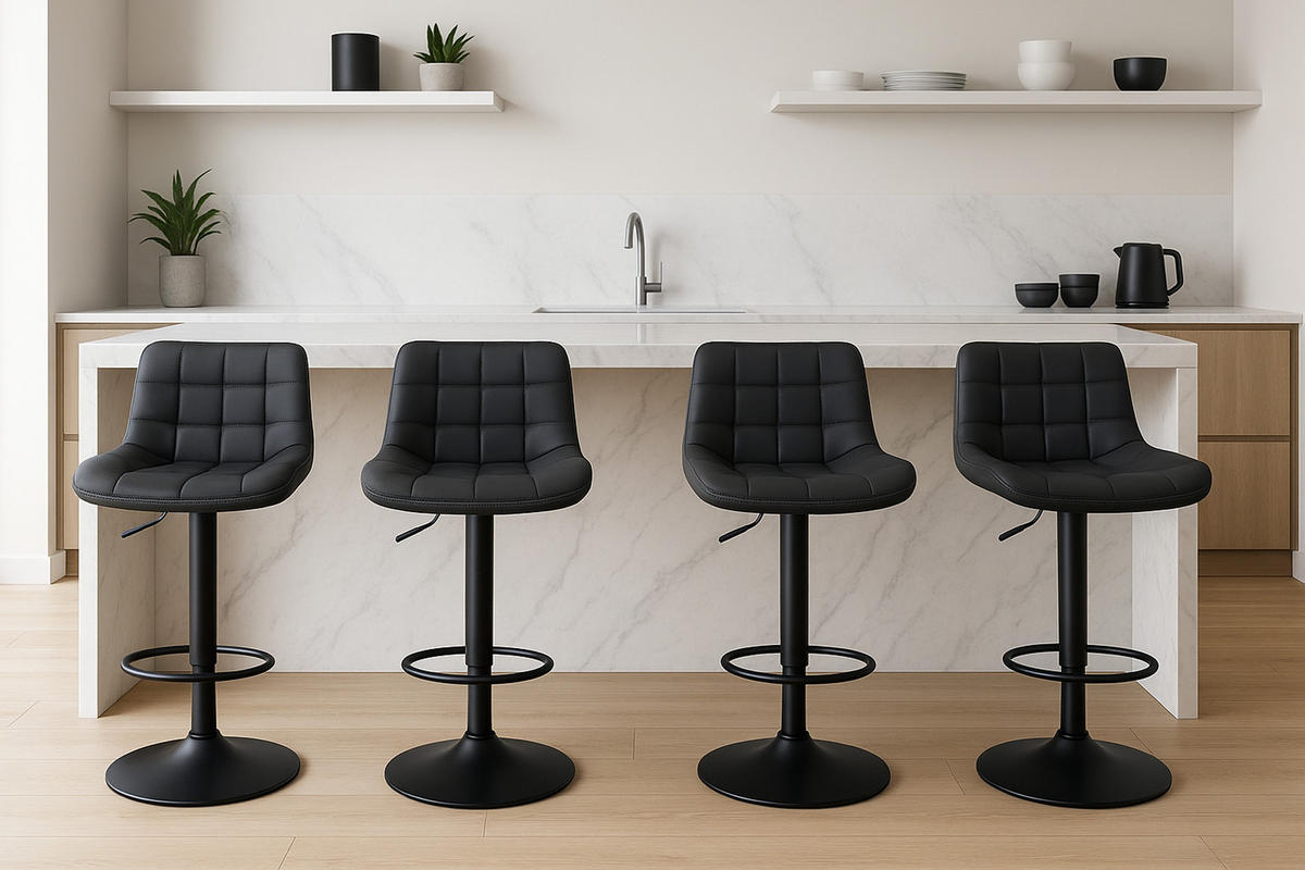 BARHOCKER 2er Set Tower Kunstleder schwarz - Schwarz, Kunststoff/Metall (48/105/54cm) - TPFLiving