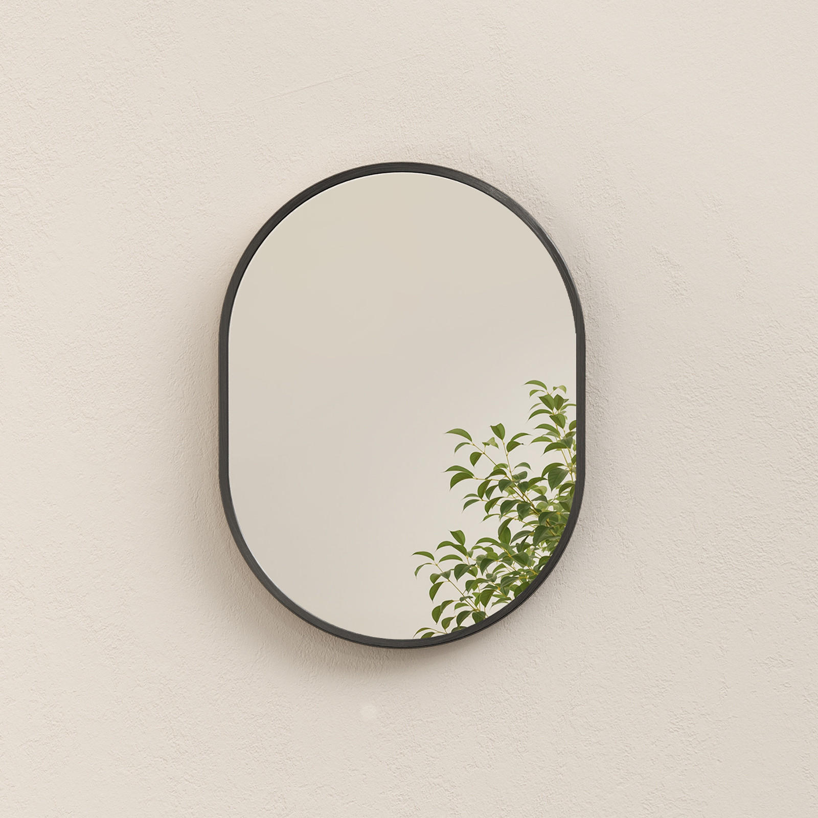 WANDSPIEGEL Umweltfreundlicher Glasspiegel Ovale Schwarz 60/45/2 cm - Schwarz, Glas/Metall (45/60/2cm) - EMKE