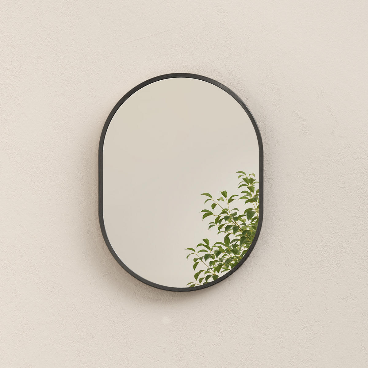 WANDSPIEGEL Umweltfreundlicher Glasspiegel Ovale Schwarz 60/45/2 cm - Schwarz, Glas/Metall (45/60/2cm) - EMKE