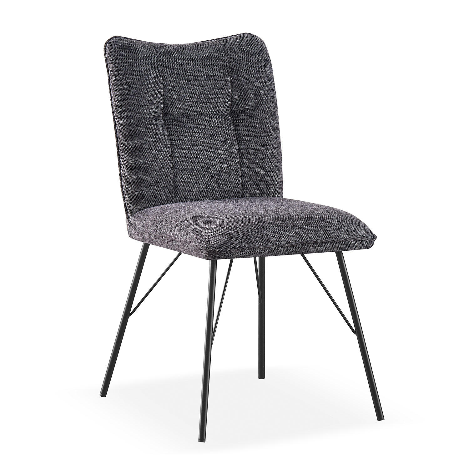 STUHL NELE Anthrazit 2 Stück - Anthrazit, Textil/Metall (46/85/60cm) - B&D Home