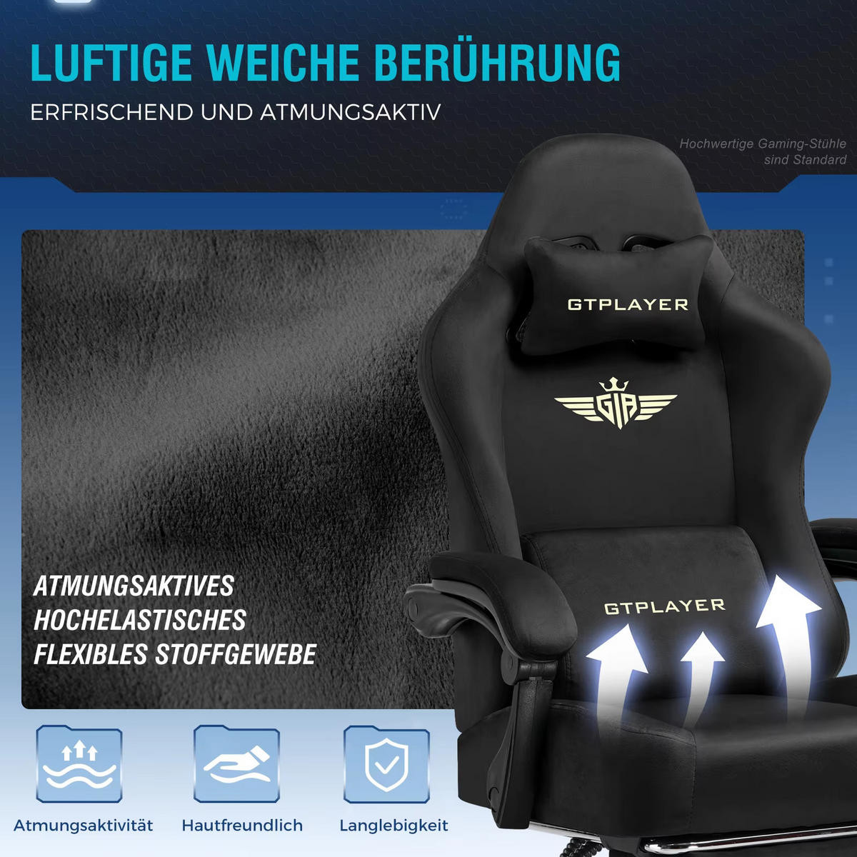 GAMINGSTUHL Stoff Atmungsaktiv Ergonomisch Rot - Rot, Metall (67/131/49cm) - Kaket