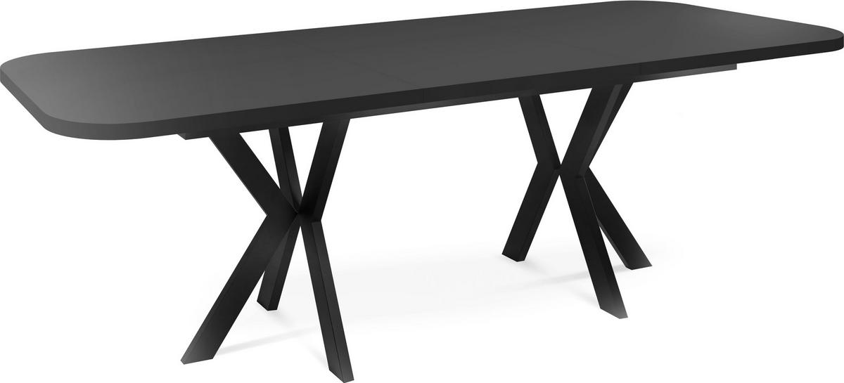 ESSTISCH Olivia ausziehbar rechteckig, Schwarz 200-280/100/76 - Schwarz, Holzwerkstoff/Metall (200/100/76cm) - WFL GROUP