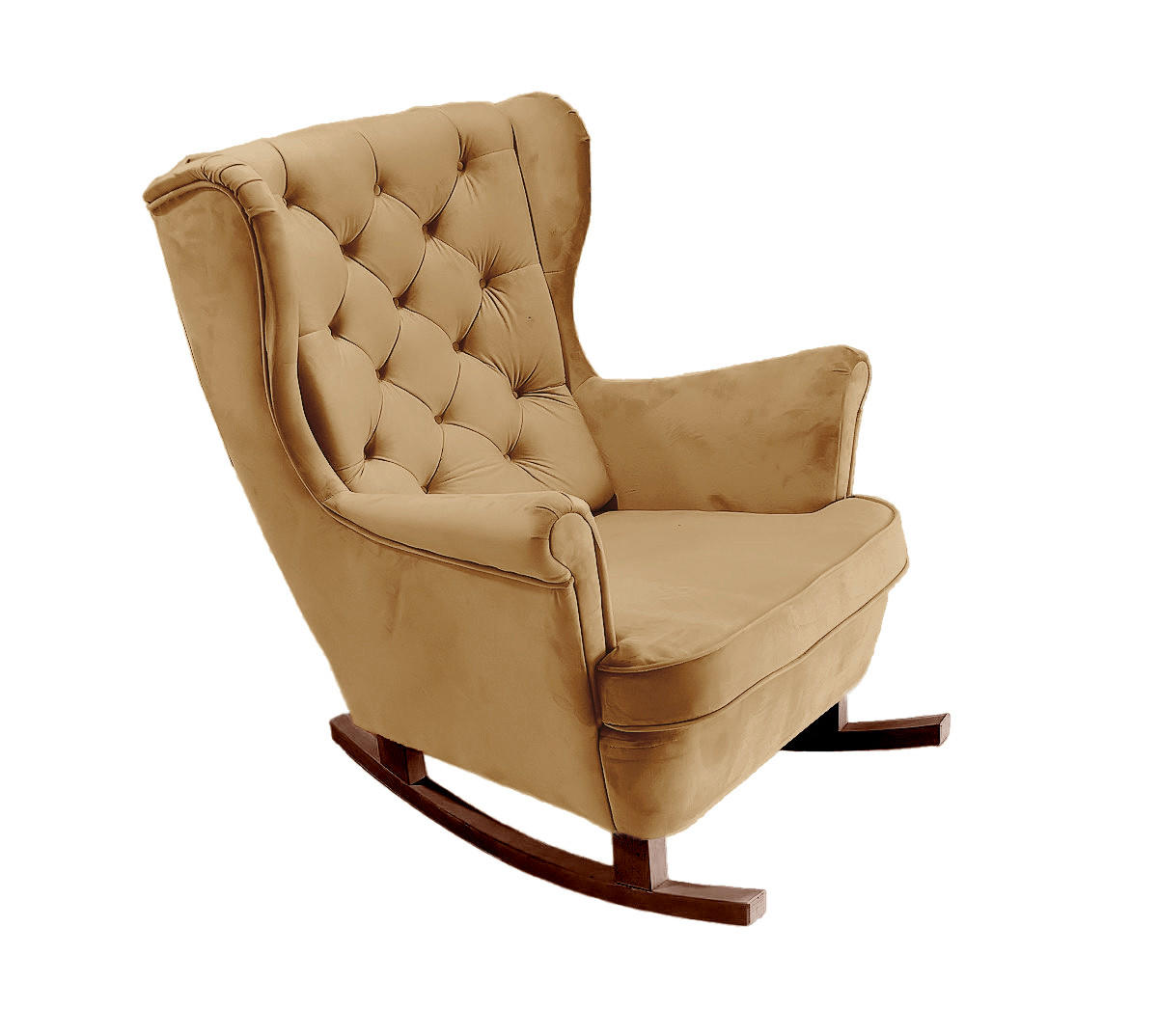 SCHAUKELSESSEL mit gepolstertem Sitz und Armlehnen, 102x81x95 cm, Beige_29805 - Currygelb/Braun, Holz/Textil (81/102/95cm) - DomoHome