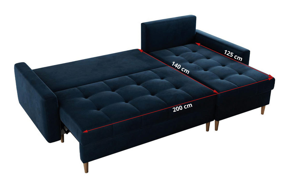 ECKSOFA Colin Velvet Dunkelblau - Dunkelblau/Braun, Holz/Textil (220/140cm) - MKS