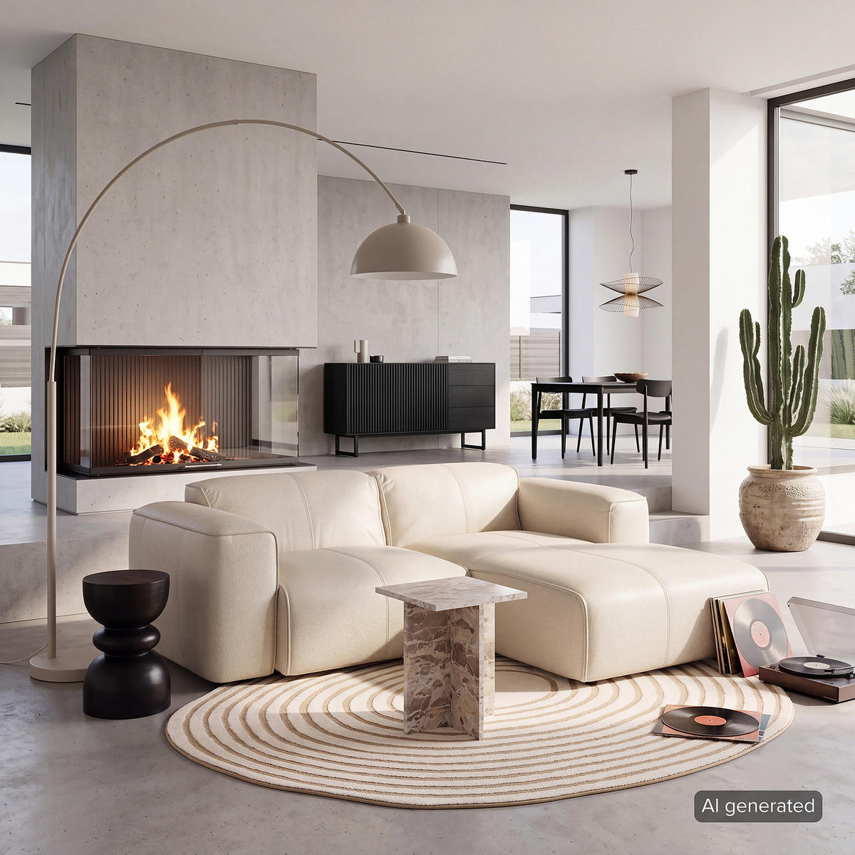 ECKSOFA mit XL-Longchair - Hellgrau/Schwarz, Leder/Kunststoff (260/171cm) - home24