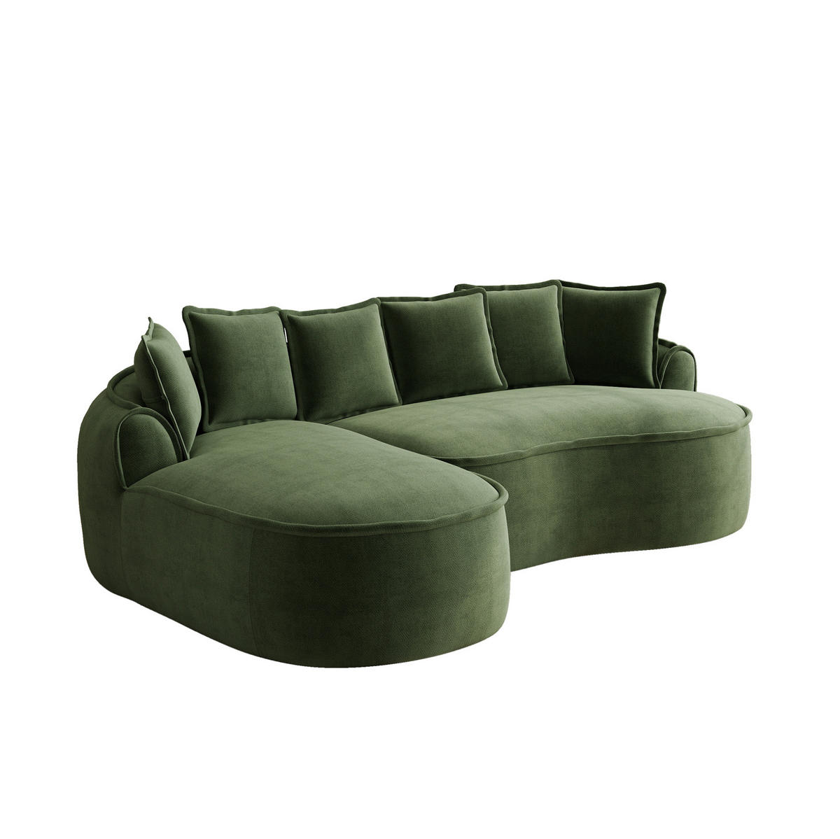 ECKSOFA 252/164/67 cm grün aus Chenille mit Schlaffunktion und Chaiselongue - Grün, Textil (164/252cm) - OKWISH