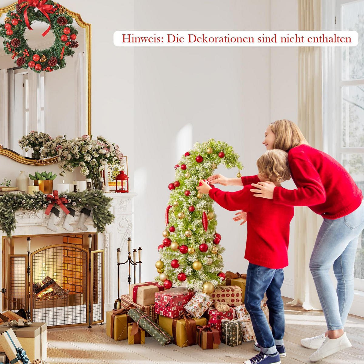 WEIHNACHTSBAUM mit 8 Lichtmodi Beleuchtung und Schnee biegbarer Spitze 150 cm grün - Grün, Metall (150cm) - COSTWAY
