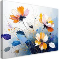 BILD auf Leinwand, Bunte mit Wasserfarben gemalte Blumen - Blau, Textil (120/80cm) - Feeby