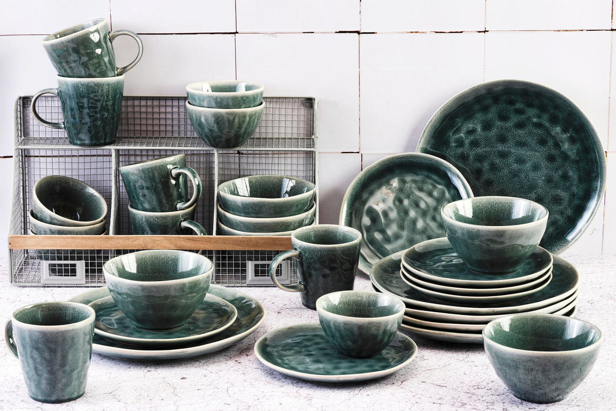 KOMPLETTSERVICE Moon - 30er-Set - Petrolfarben - Blau, Keramik (1/1/1cm) - Björn