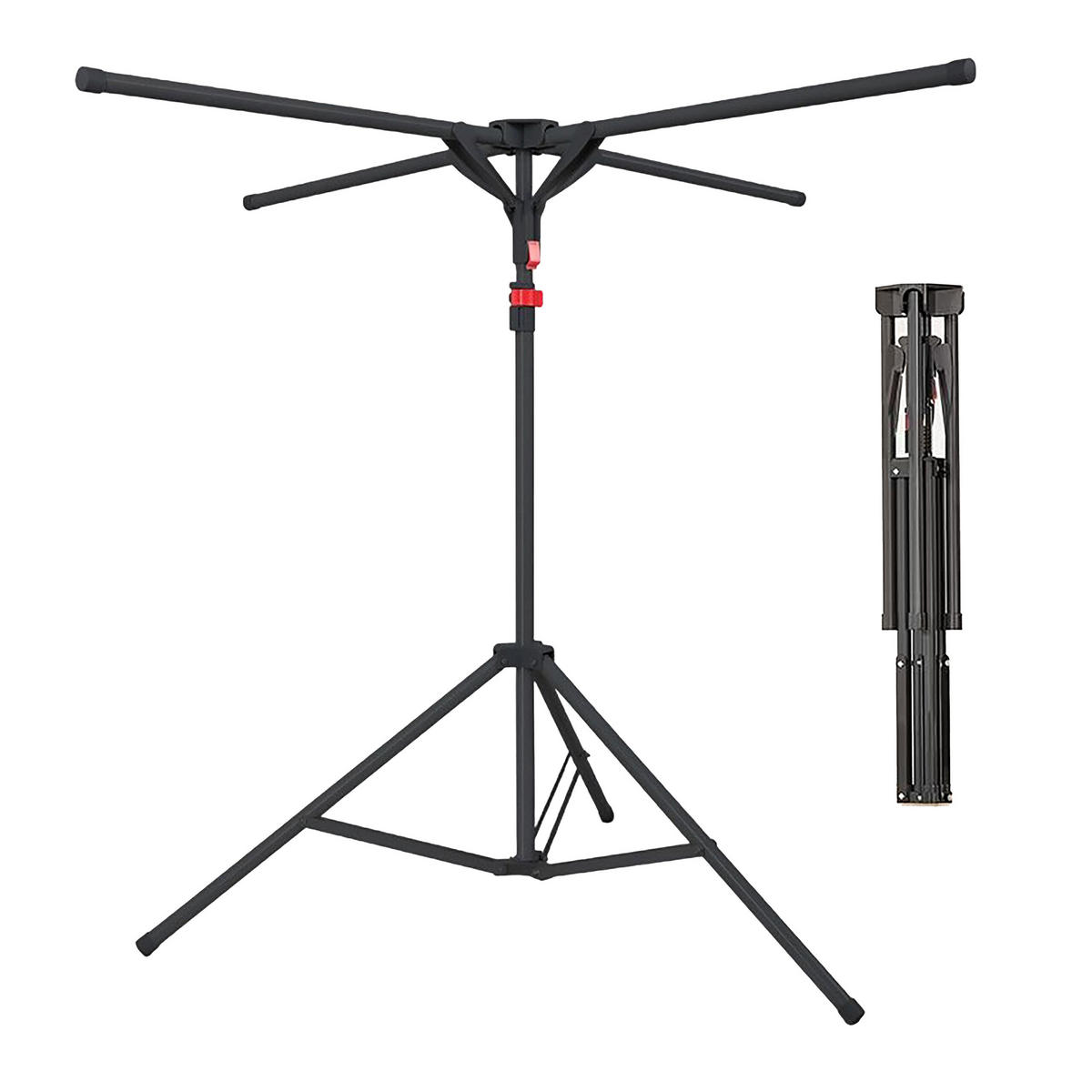 SKLADACÍ sušiak - čierna, kov/plast (125/180/125cm) - Relaxdays