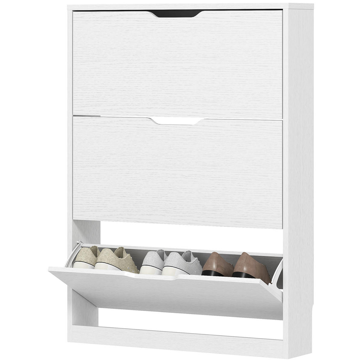 SCHUHSCHRANK DE-09719 3 Klappschubladen, 17 cm tief Weiß - Weiß, Holzwerkstoff (80/108/17cm) - ComfortXL