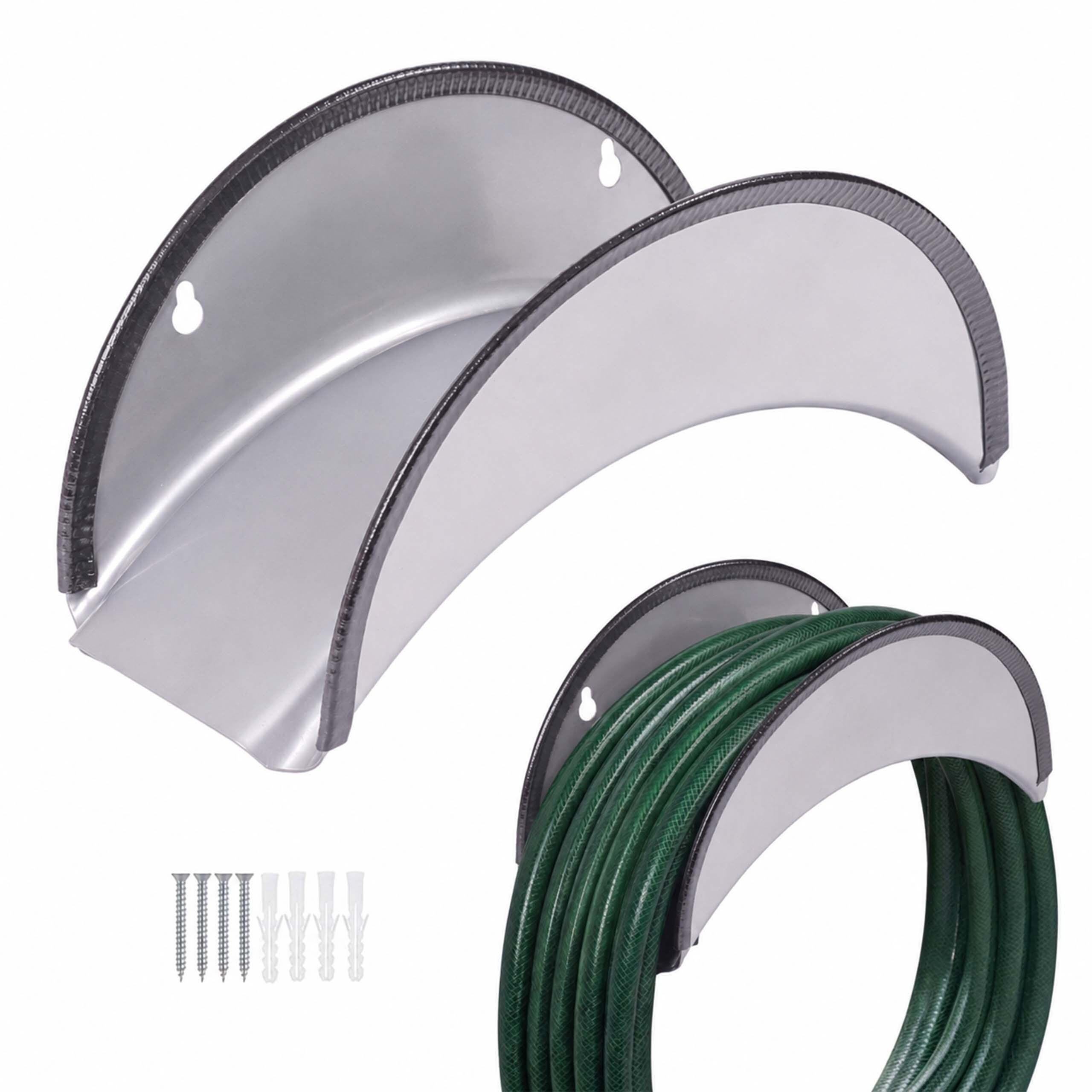 SCHLAUCHHALTER Silber 2er-Set - Silberfarben, Kunststoff/Metall (29/14/13.5cm) - Relaxdays