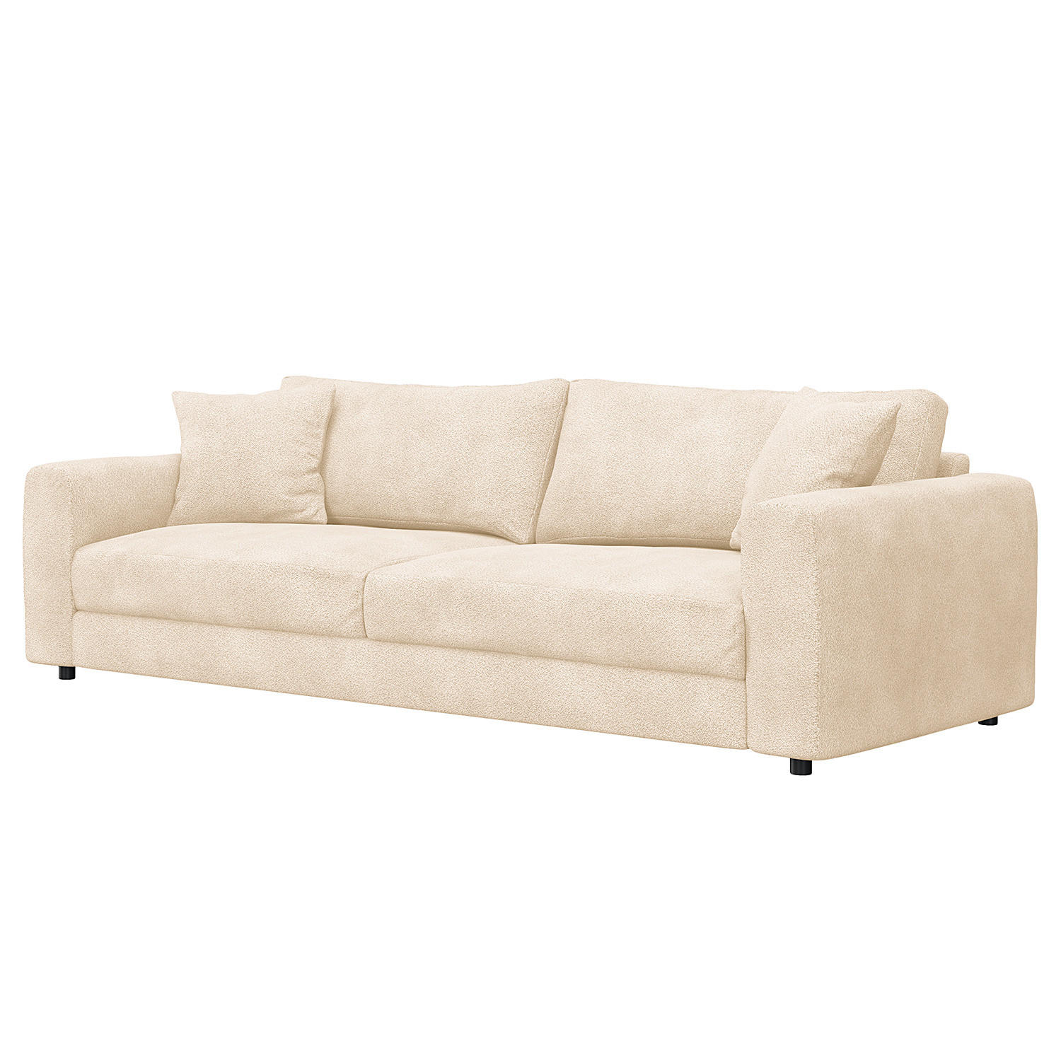 3-SITZER SOFA - Beige/Schwarz, Holz/Kunststoff (238/79/106cm) - home24