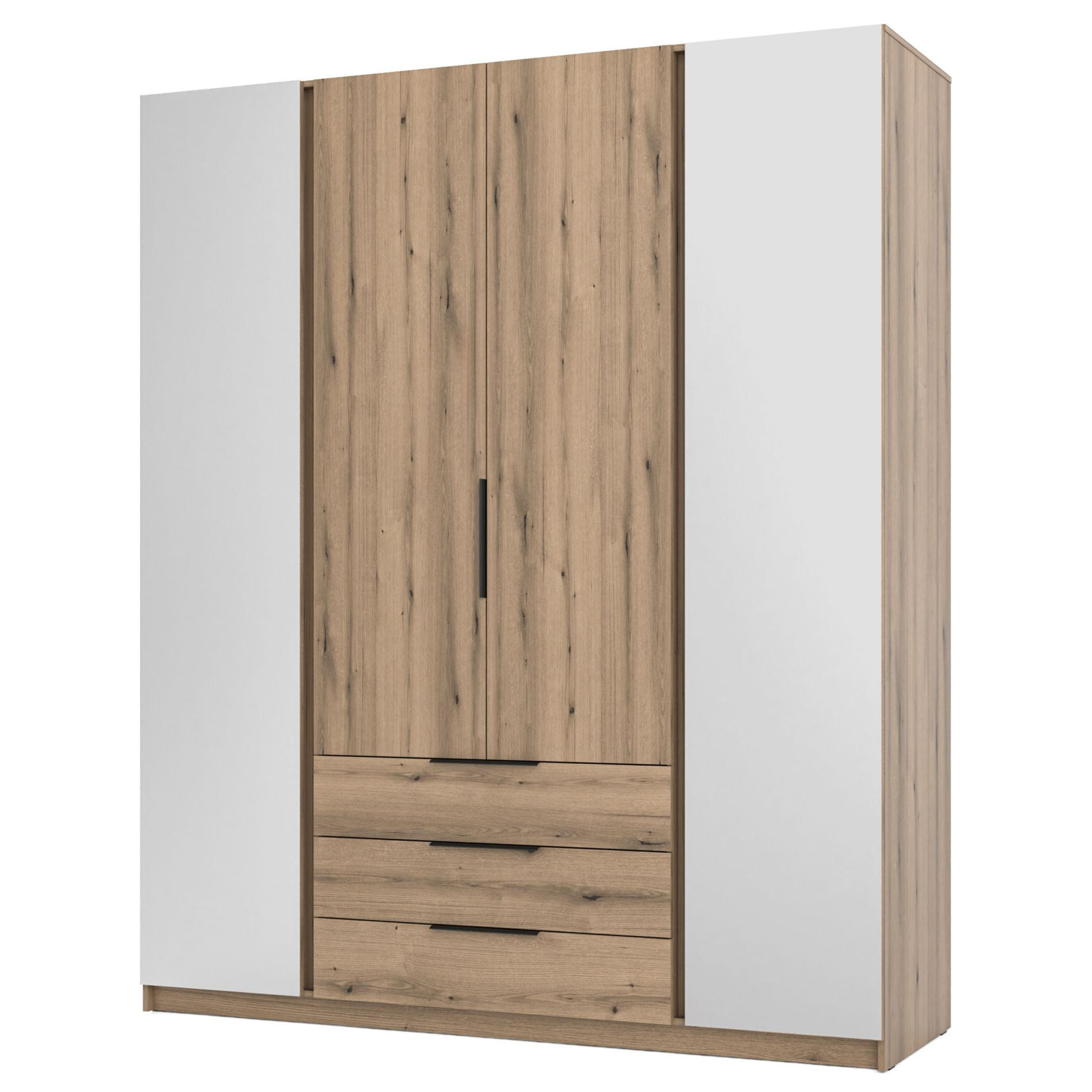 KLEIDERSCHRANK Kaja Eiche Evoke 200 cm - Eichefarben/Schwarz, Holzwerkstoff/Metall (200/239/61.9cm) - Selsey