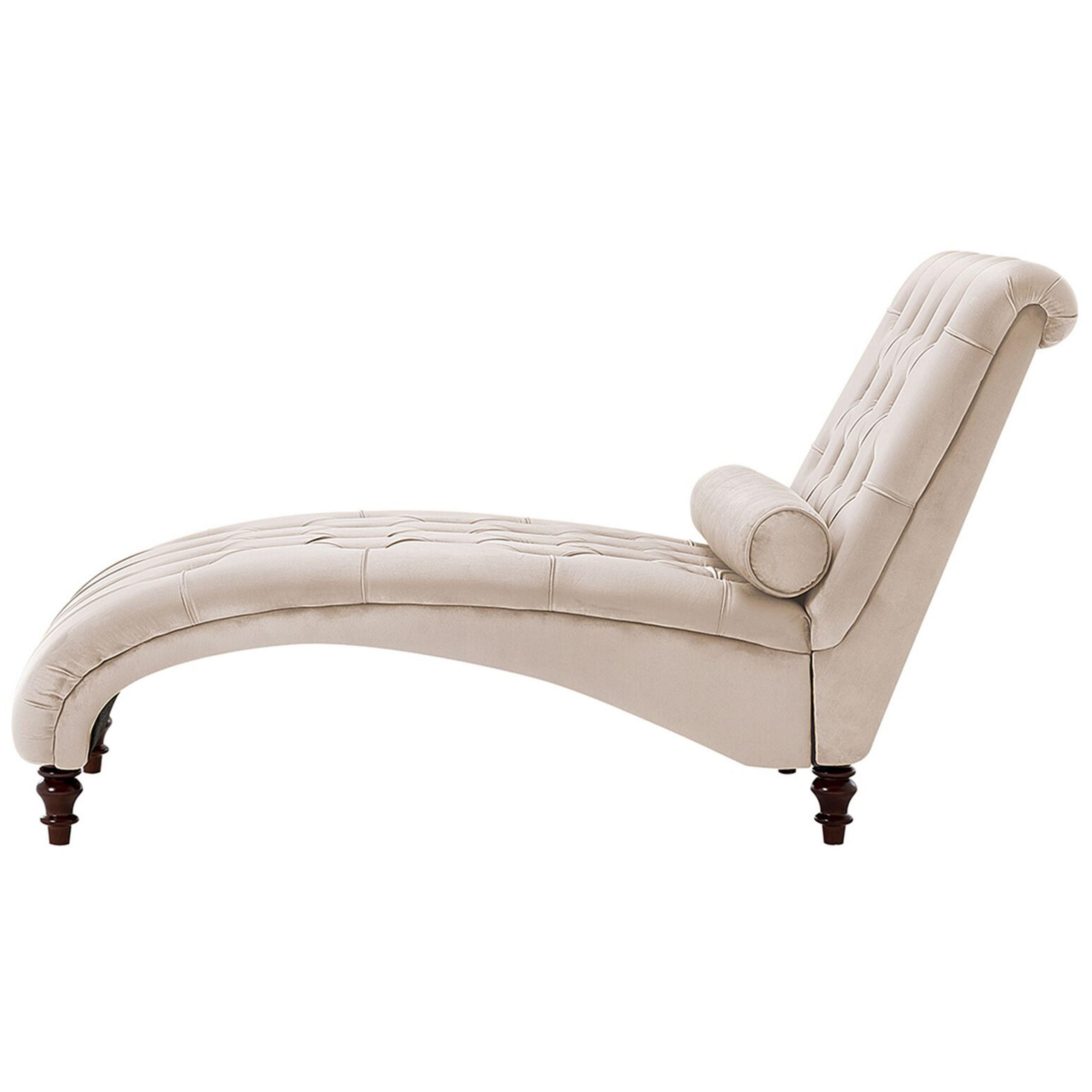 CHAISELONGUE Samtstoff beige Muret - Dunkelbraun/Beige, Textil (163/87/72cm) - Beliani