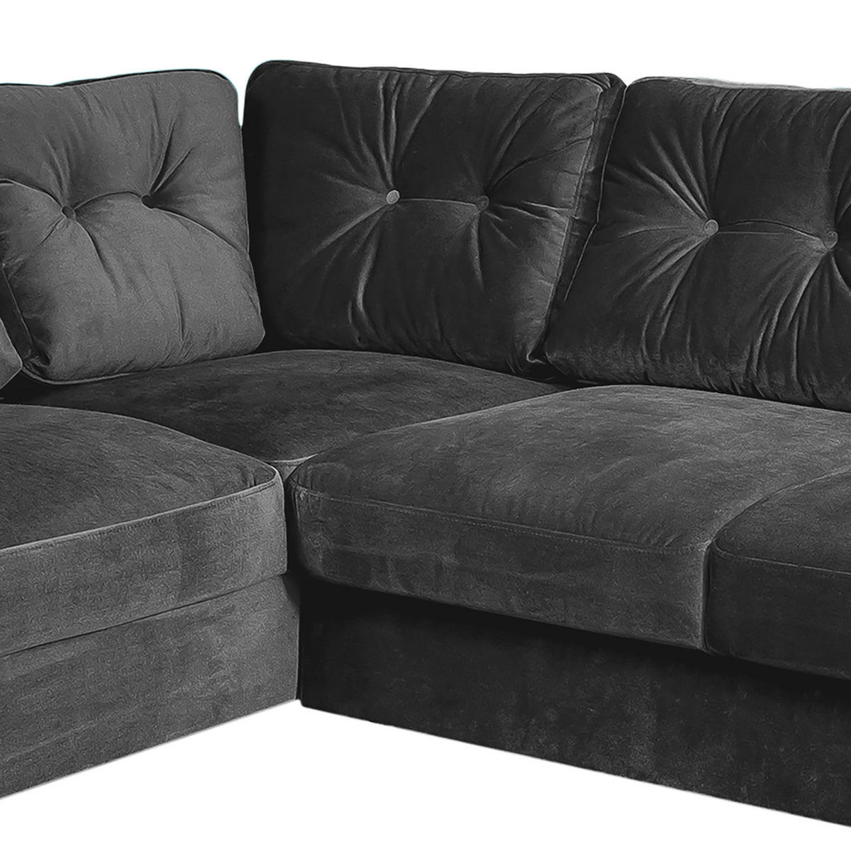 WOHNLANDSCHAFT mit Longchair - Dunkelgrau/Schwarz, Buchenholz/Textil (297/90/200cm) - home24