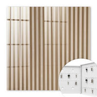 SCHLÜSSELBOX Weiß 30x30 cm – Türöffnung nach rechts - beige Linien - Beige, Metall (30/30/5cm) - TULUP