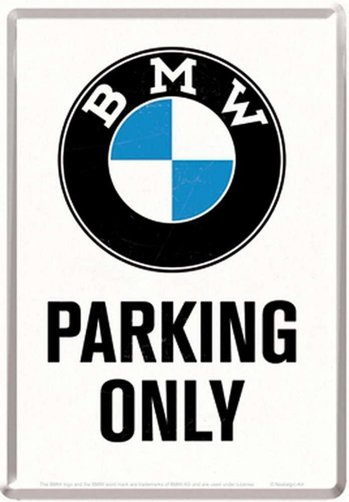 MINIBLECHSCHILD 10/14 cm BMW Parking Only - Multicolor, Metall (10/14/0.1cm) - Nostalgic-Art