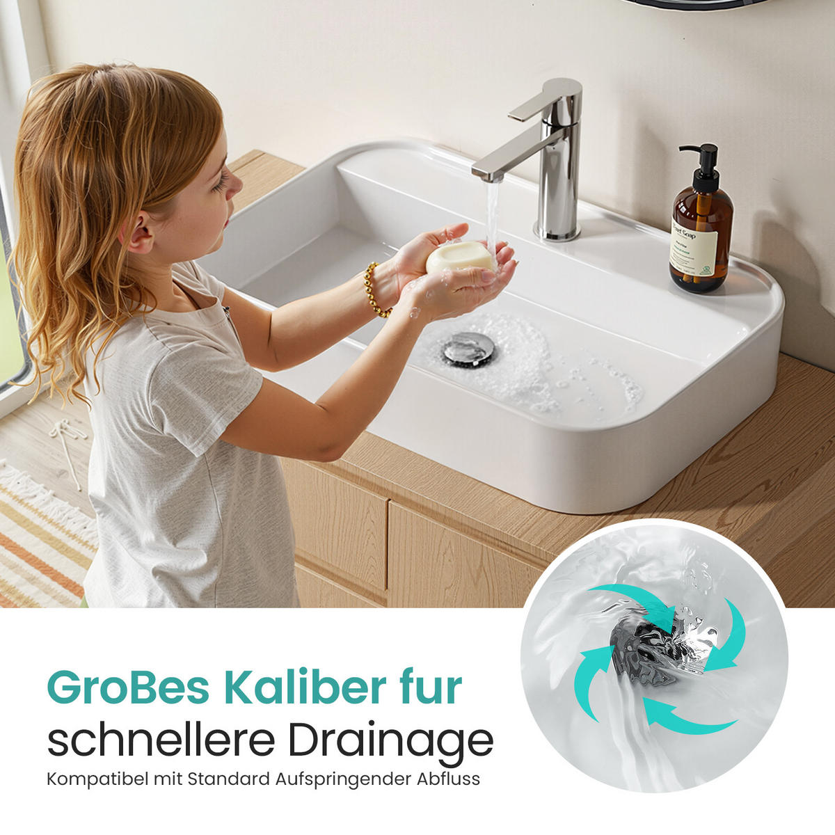 WASCHBECKEN Weiß 50/40/11 cm - Weiß Hochglanz, Keramik (40/11/50cm) - EMKE