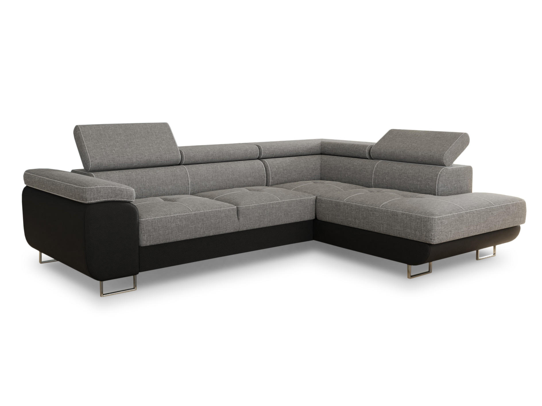 ECKSOFA Caris, Seite: Rechts - Hellgrau/Schwarz, Holz/Textil (273/203cm) - Sofnet