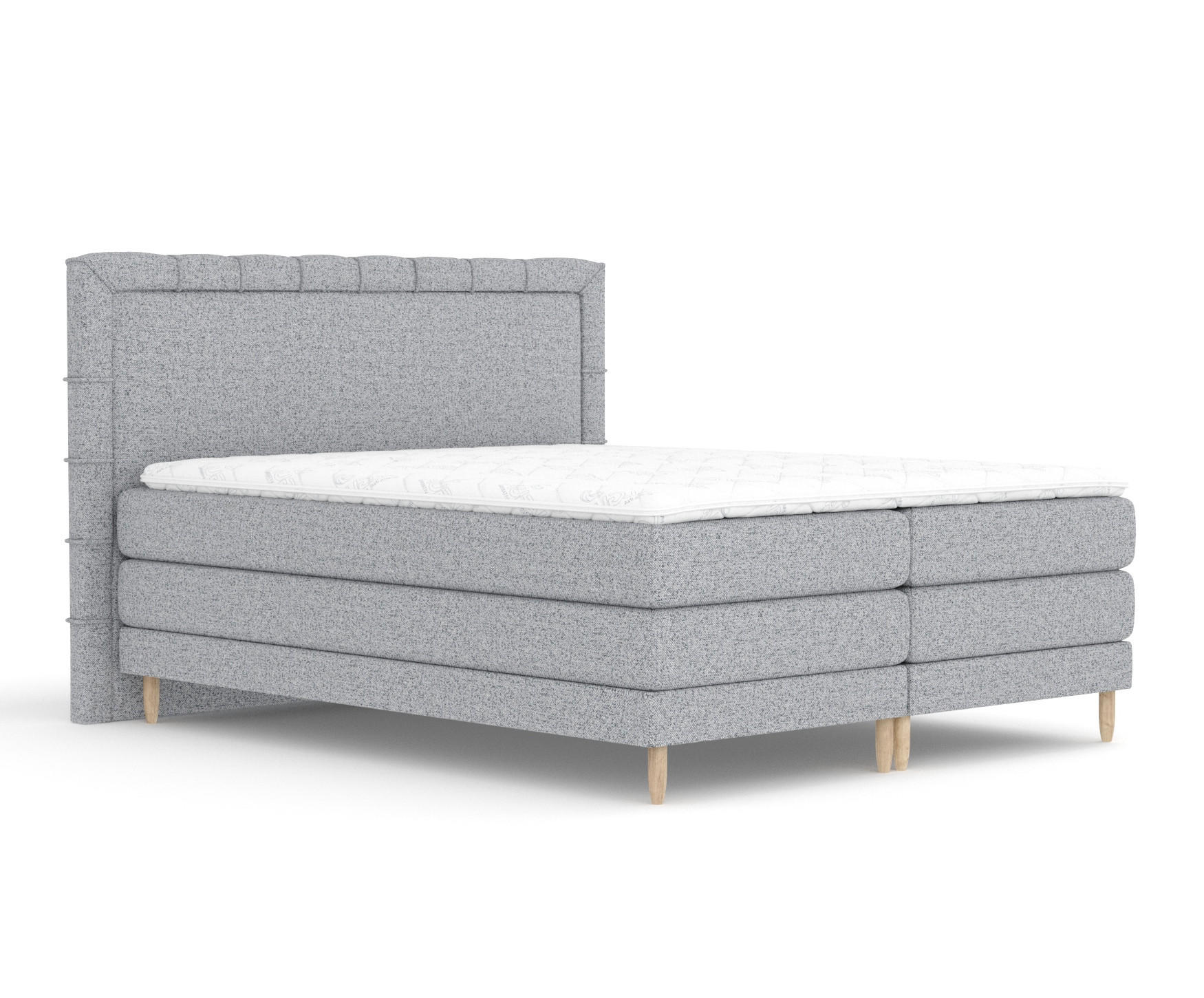 BOXSPRINGBETT Rimini Grau 200/200 cm mit Matratze und Topper - Naturfarben/Grau, Holz/Holzwerkstoff (200/200cm) - Maison de Reve