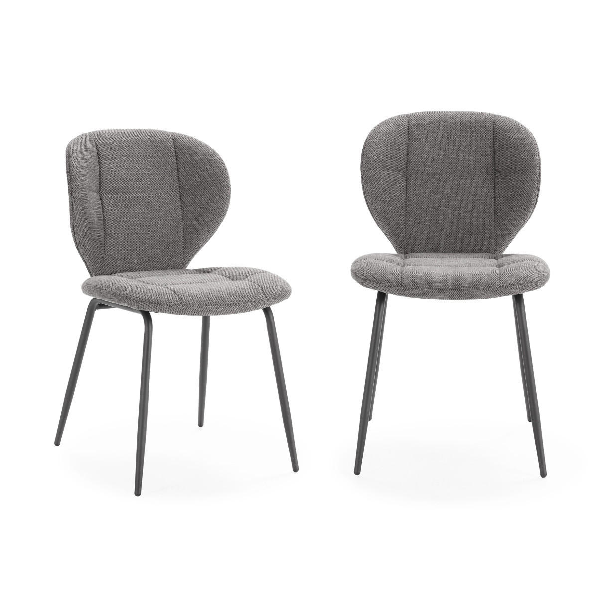 ESSZIMMERSTÜHLE STOFF METALLBEINE SCHWARZ 2er set 48,5/48/48,5 cm - Anthrazit, Textil (48.5/48/50cm) - Calicosy