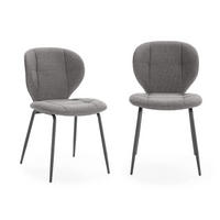 ESSZIMMERSTÜHLE STOFF METALLBEINE SCHWARZ 2er set 48,5/48/48,5 cm - Anthrazit, Textil (48.5/48/50cm) - Calicosy