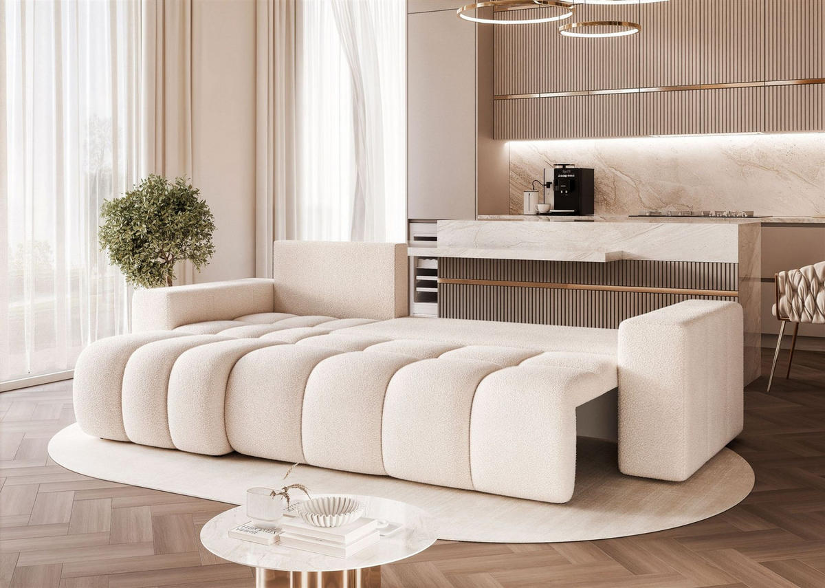 ECKSOFA Anabel Mit Schlaffunktion - Weiß, Holzwerkstoff/Textil (248/145cm) - Fun Möbel