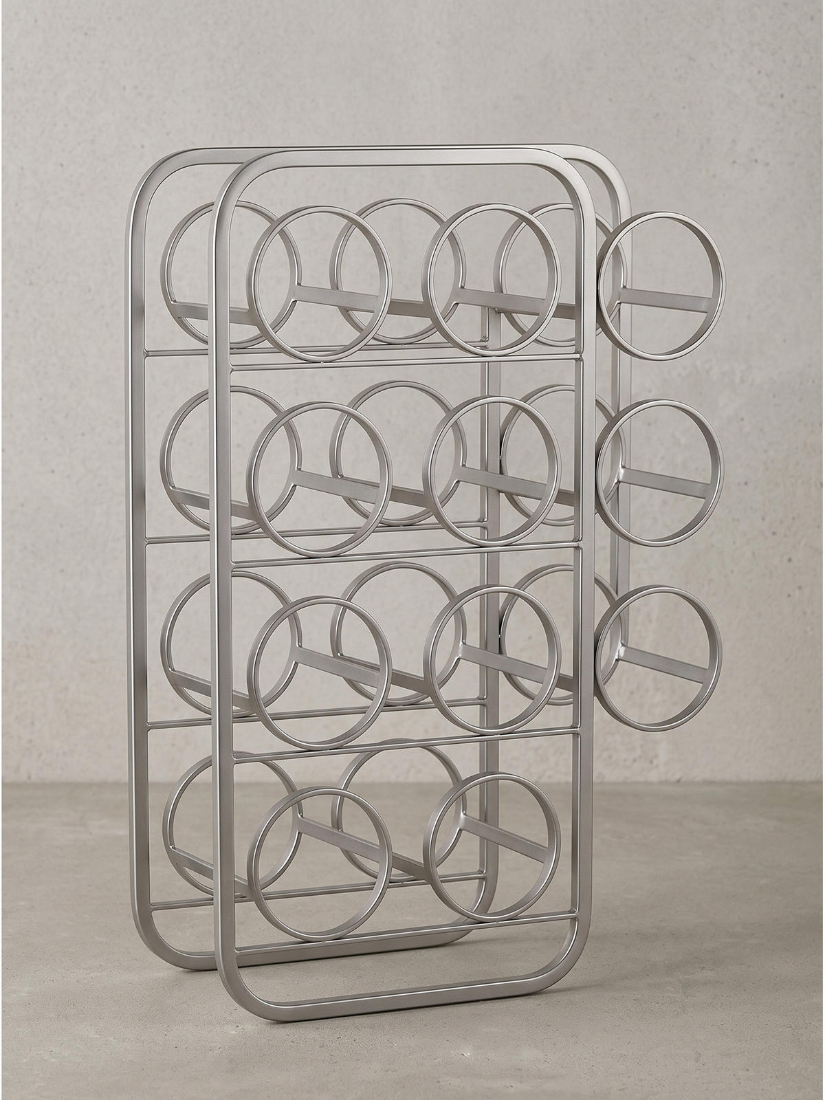 WEINFLASCHENREGAL POSITANO, Stahl, Silber, 34 x 15 x 47 cm - Silberfarben, Metall (34/47/15cm) - KADIMA DESIGN