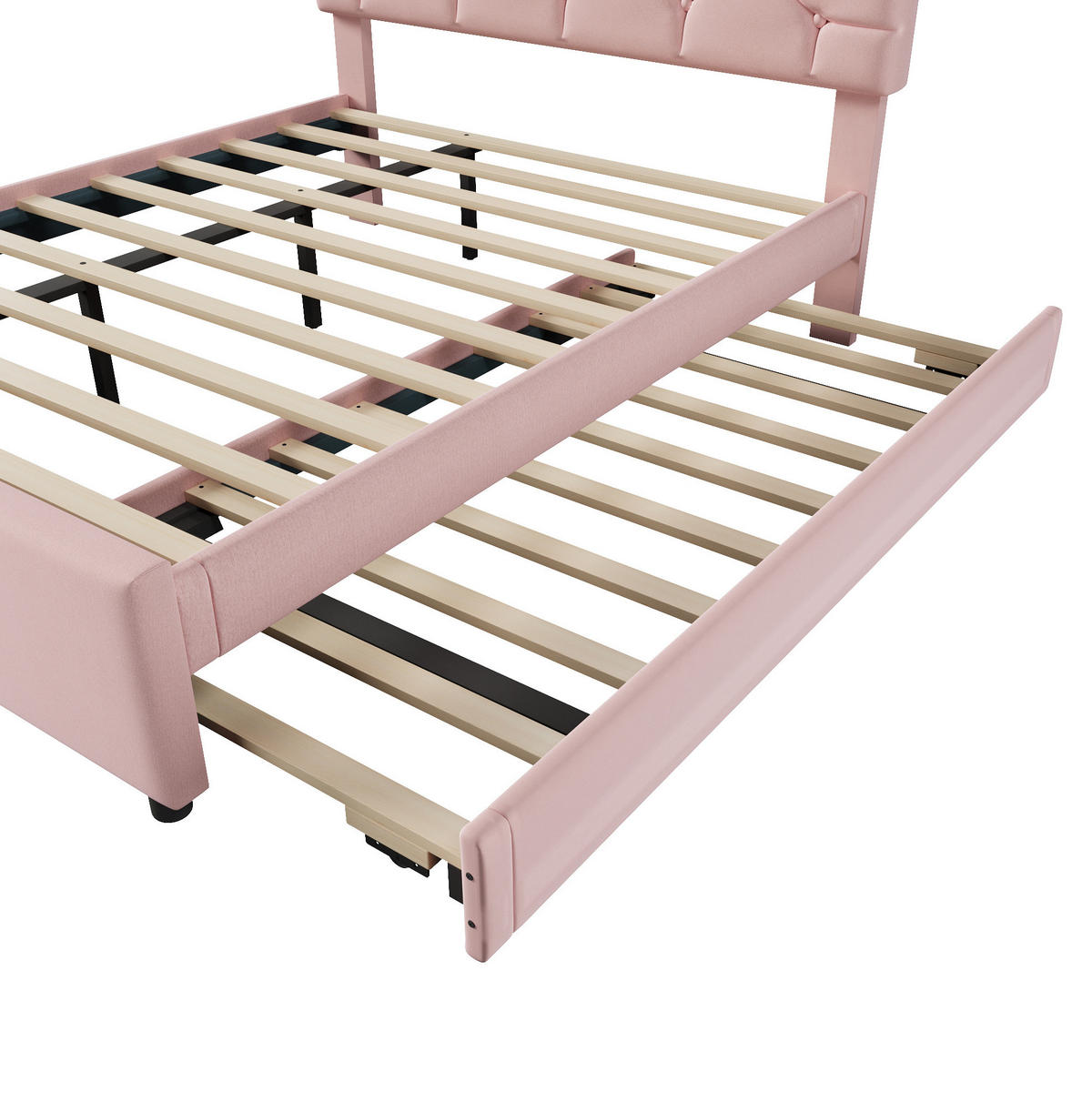 POLSTERBETT mit Ausziehbett und Lattenrost 140x200 cm Samt Rosa - Pink, Metall (140/200cm) - Beauniv