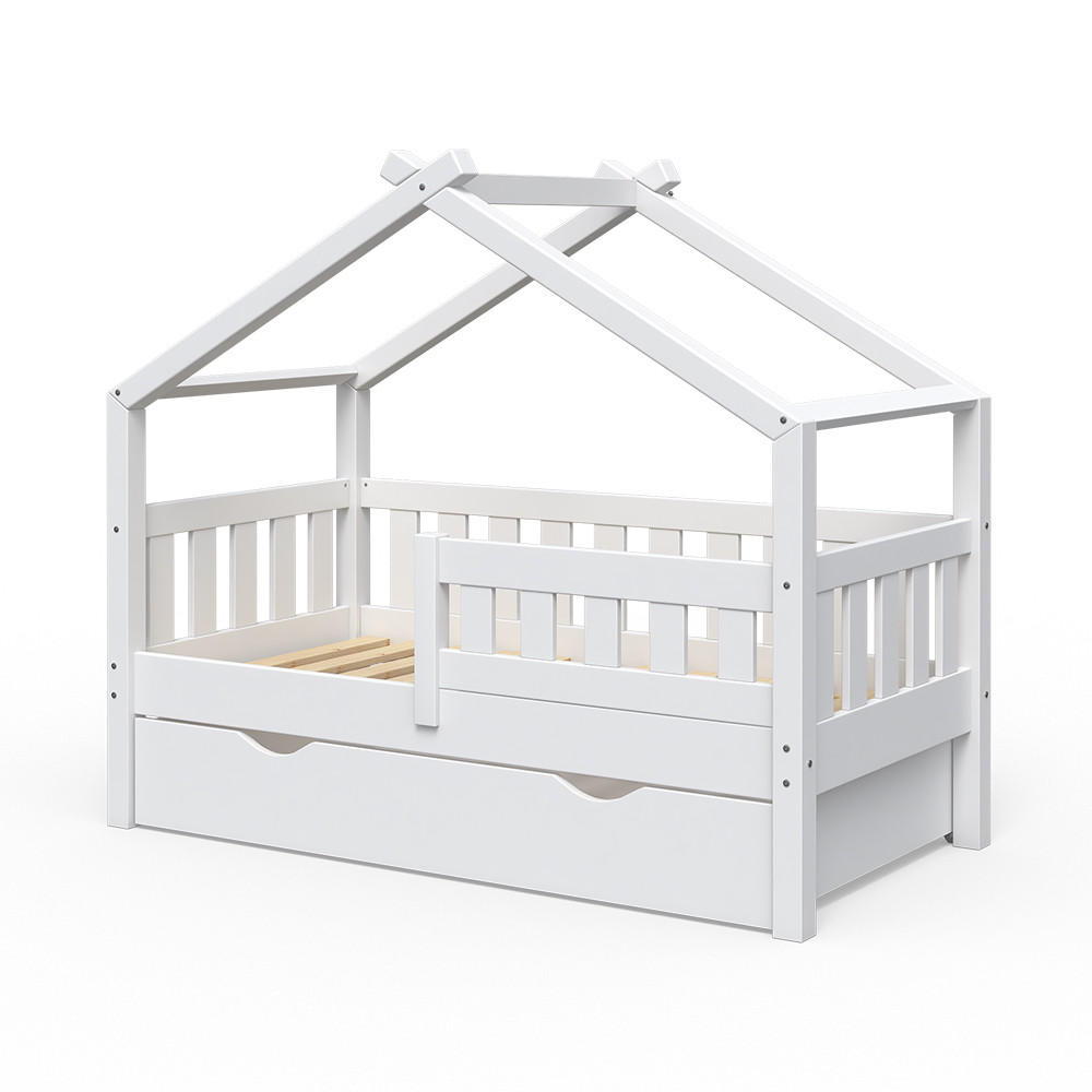 HAUSBETT Design Weiß 70x140 cm mit Schublade - Weiß, Holz (70/140cm) - VitaliSpa
