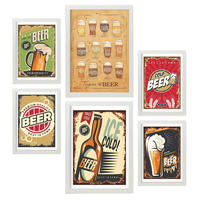 POSTER Set Mit 6 Bier Schilder Vollfarbige Illustrationen Von Kaffee & Getränken Im Werbetafel Illustrationen Für & Heim A3 & A4 Weißer Rahmen - Weiß, Papier (29/3cm) - Nacnic