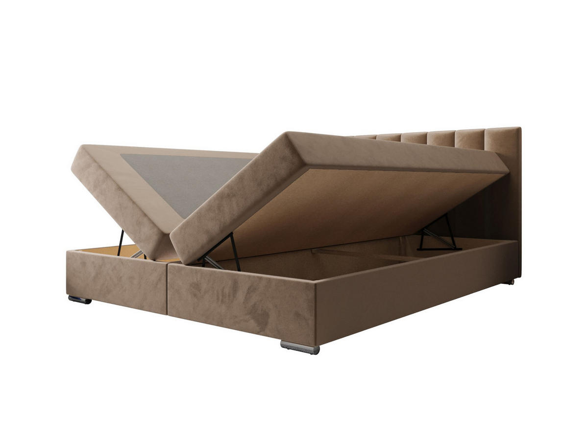 BOXBETT ZILANO 2 mit Matratze H3 und Topper 140x200 Itaka 48 - Cappuccino, Holz/Textil (140/200cm) - Bedante