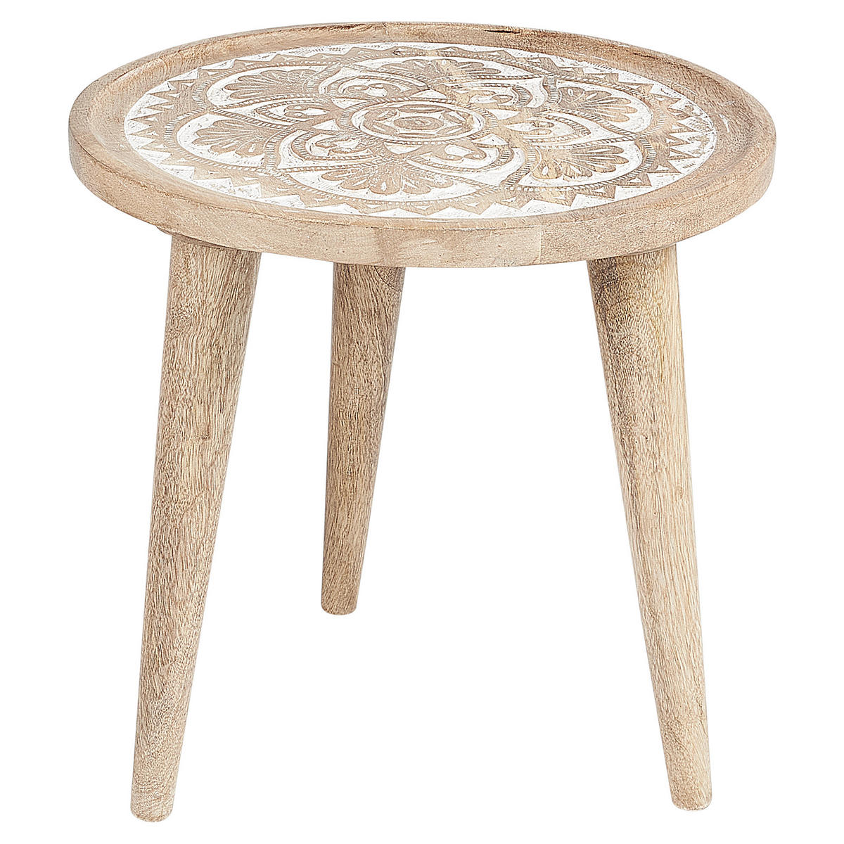 BEISTELLTISCH 2er-Set Mango Holz Braun/Weiß Sakita - Hellbraun, Holz (37/37/37cm) - Beliani