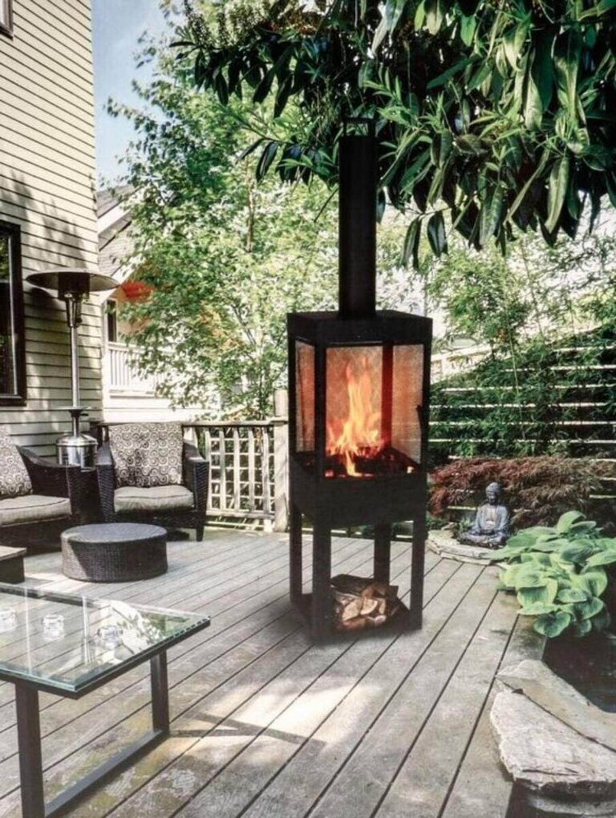 FEUERSTELLE Schwarz mit Funkeschutz 194cm - Schwarz, Metall (44/44/54cm) - BBQ Collection