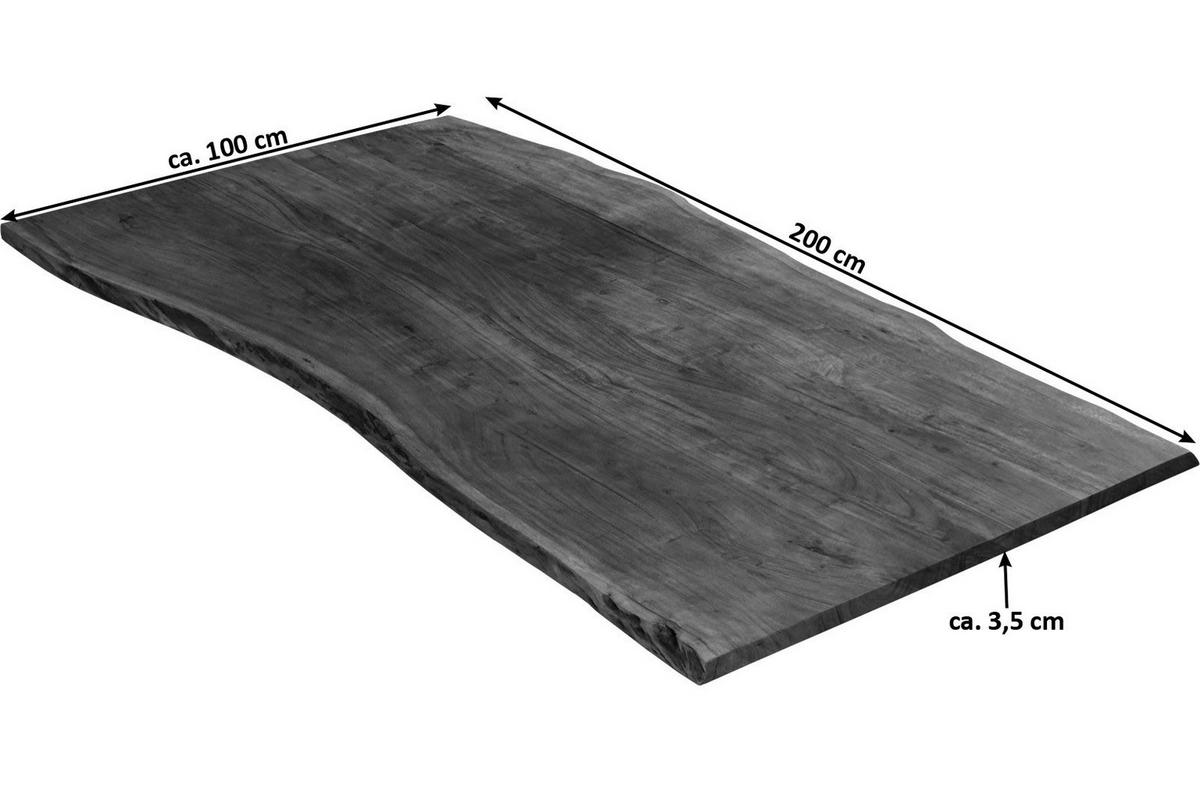 TISCHPLATTE MILO - Braun/Naturfarben, Akazienholz/Holz (100/200/4cm) - SAM