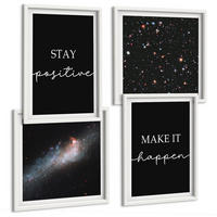 BILDER SET 4er Set - 50x50 cm & 40x60 cm Weißer Rahmen - Motivationsslogans Sterne Weltraum - Weiß, Kunststoff (50/50cm) - TULUP